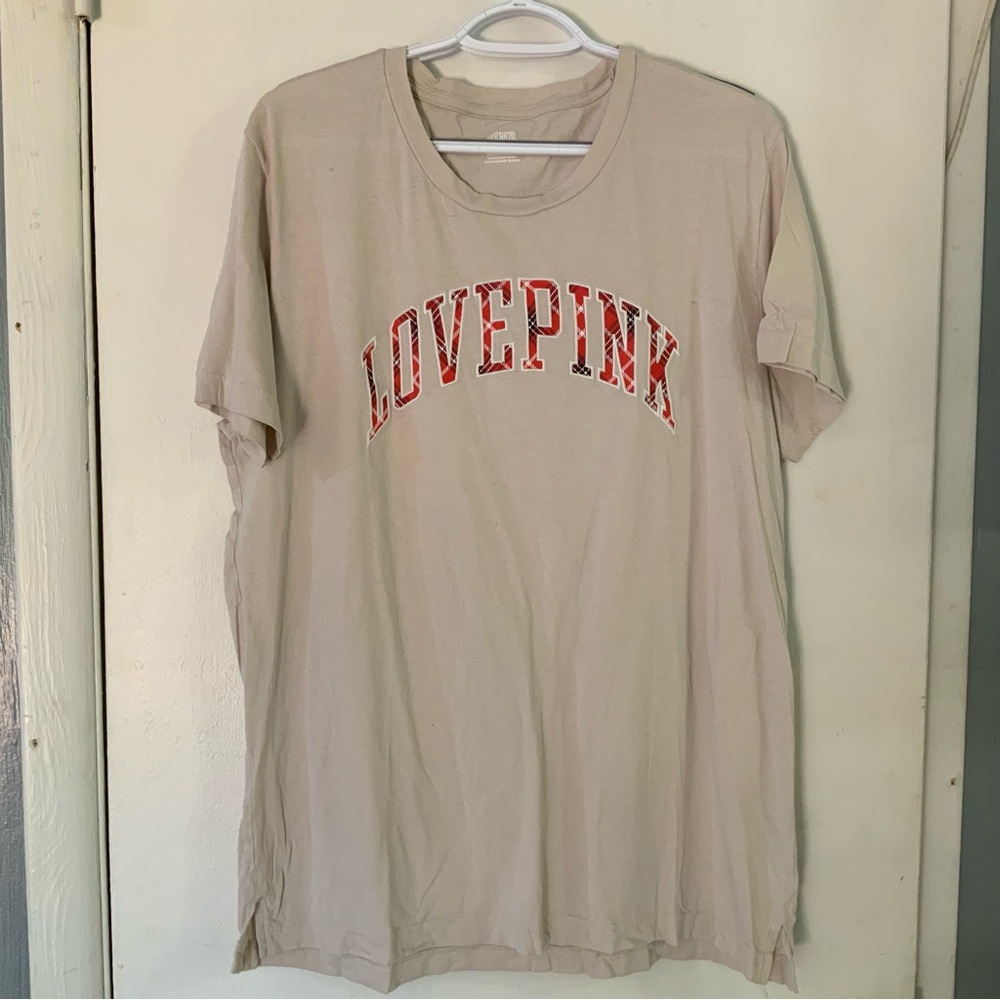 Victoria's Secret Pink T-shirt Tees Top Beige Crew Neck Large LOW PRICE! - Picture 7 of 7